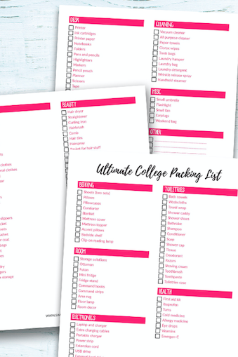 Free Printable College Dorm Checklist